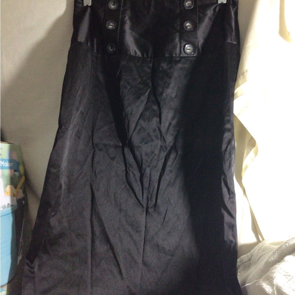 Byer California Black Pencil Skirt with Buttoned Waistband